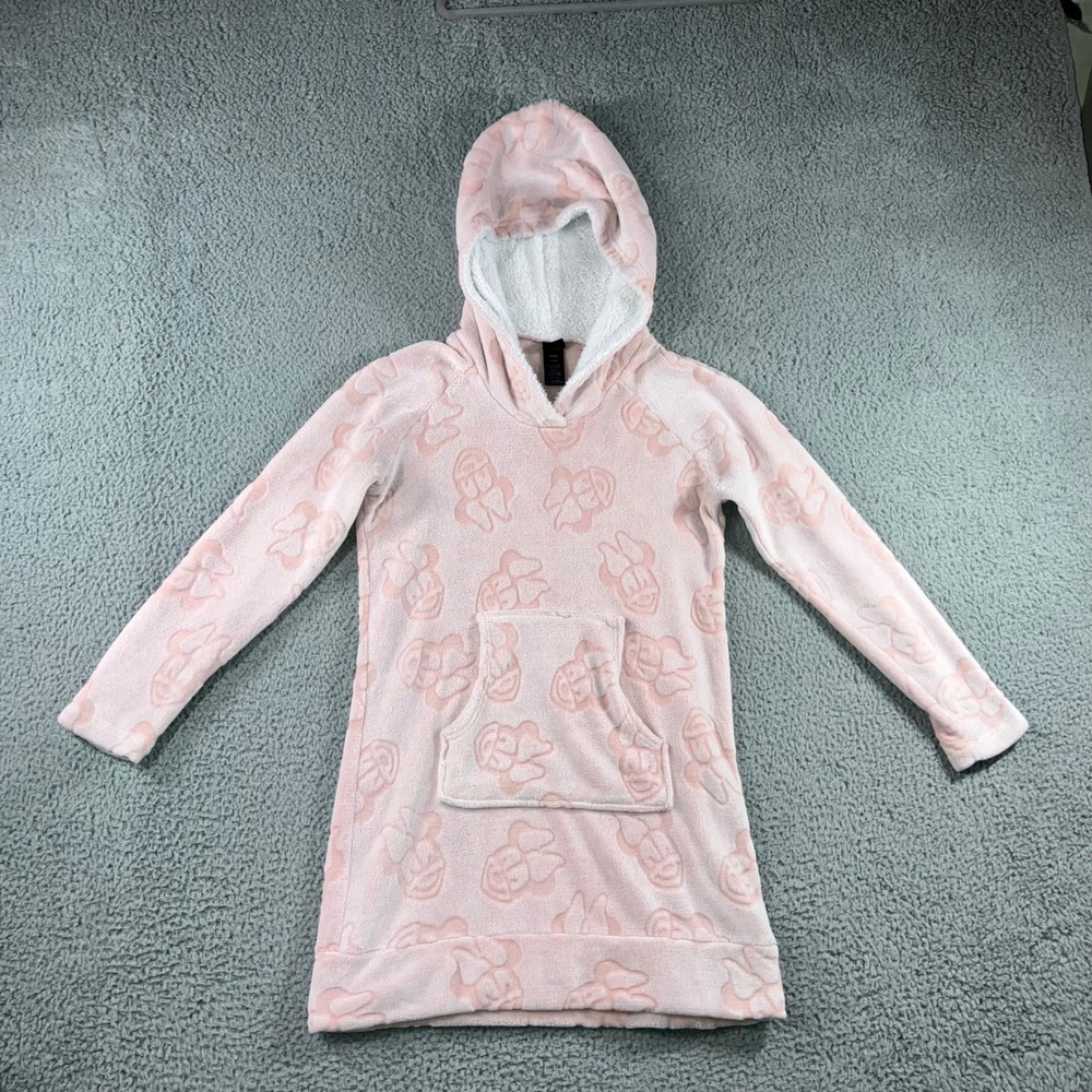 Disney Minnie Mouse Pink Plush Hooded Robe Women Small Sleepwear Lounge Wear